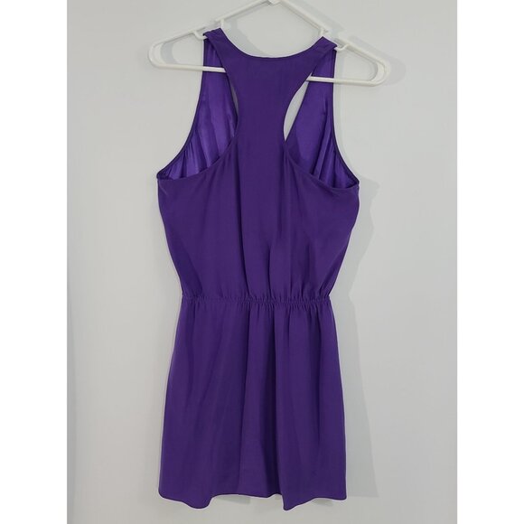 Parker Silk Racerback‎ Mini Dress Surplice Neckline Elastic Waist Purple Medium - Picture 8 of 9